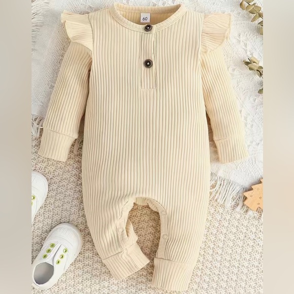 Other - Baby Girls  Ruffle Long Sleeve Jumpsuits - 9-12 months - Ivory